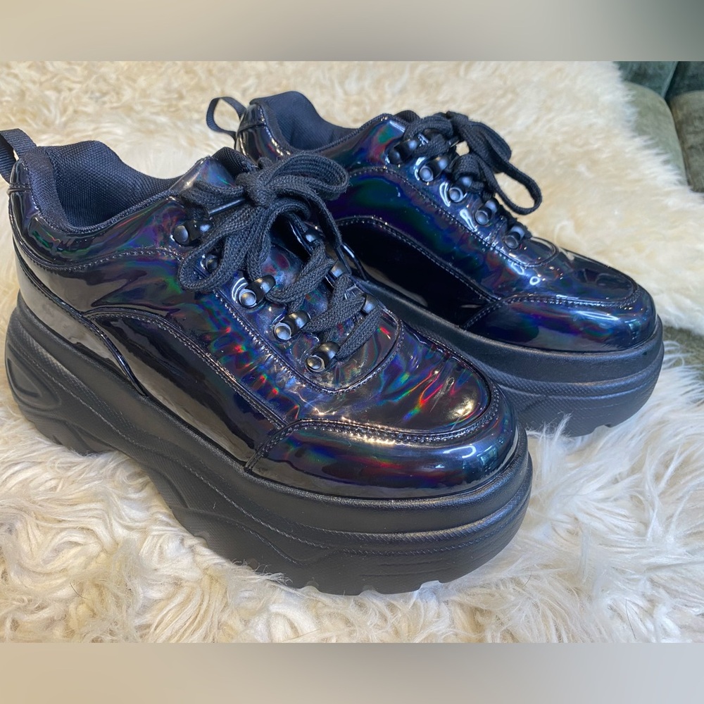Koi Iridescent Black Platform Sneakers